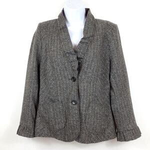 Wool Blend Herringbone Blazer w/ Ruffle Label & Peplum size 8